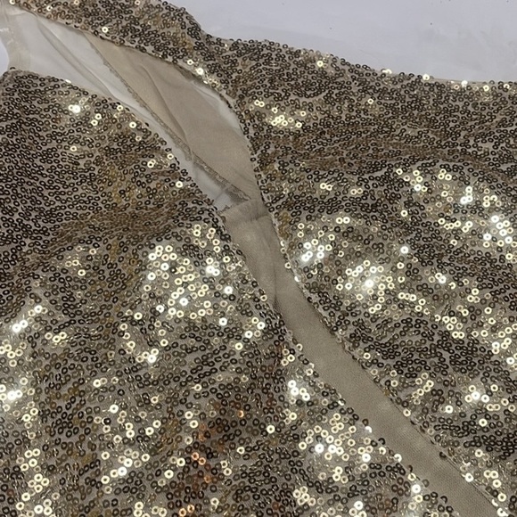 Chic Me Gold Sequin One Shoulder Dress Sz XL Women - Picture 6 of 8